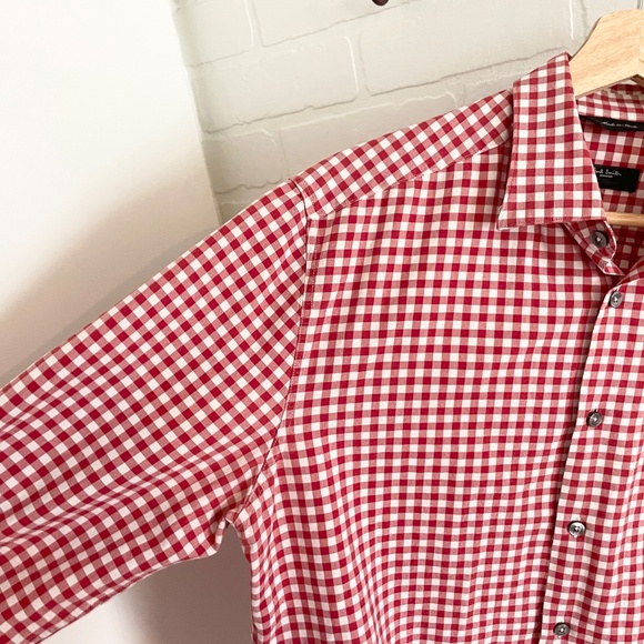 Paul Smith Byard Button down Shirt Red white Gingham Picnic Cotton Designer Sz L - Picture 7 of 14